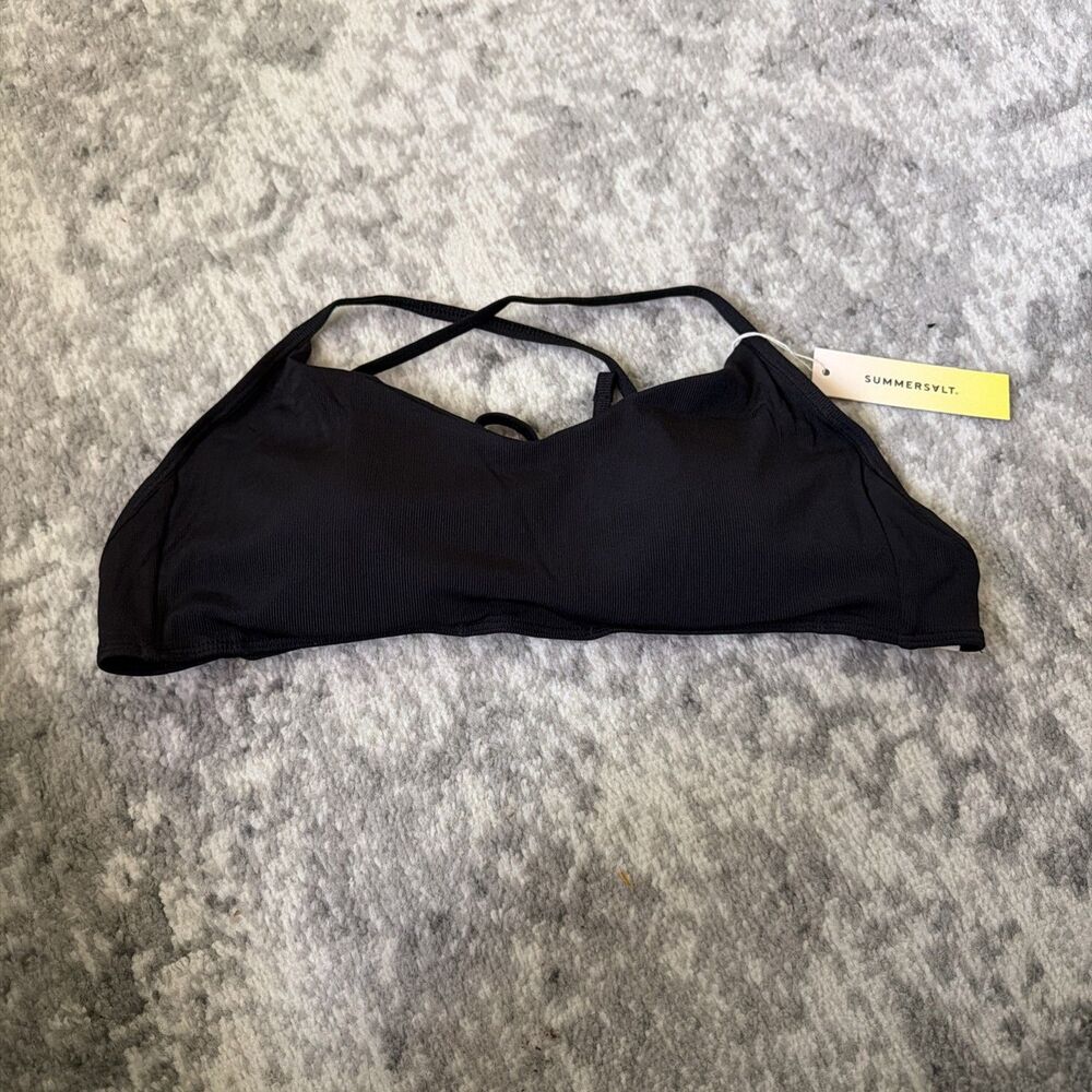 Summersalt The Maternity Ribbed Voyager Bikini Top Black US4